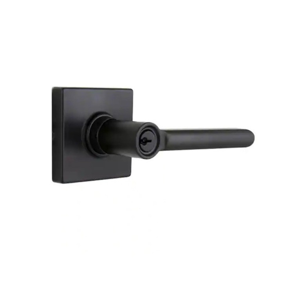 Defiant Tonebridge Matte Black Keyed Entry Door Lever with Square Rose NIB